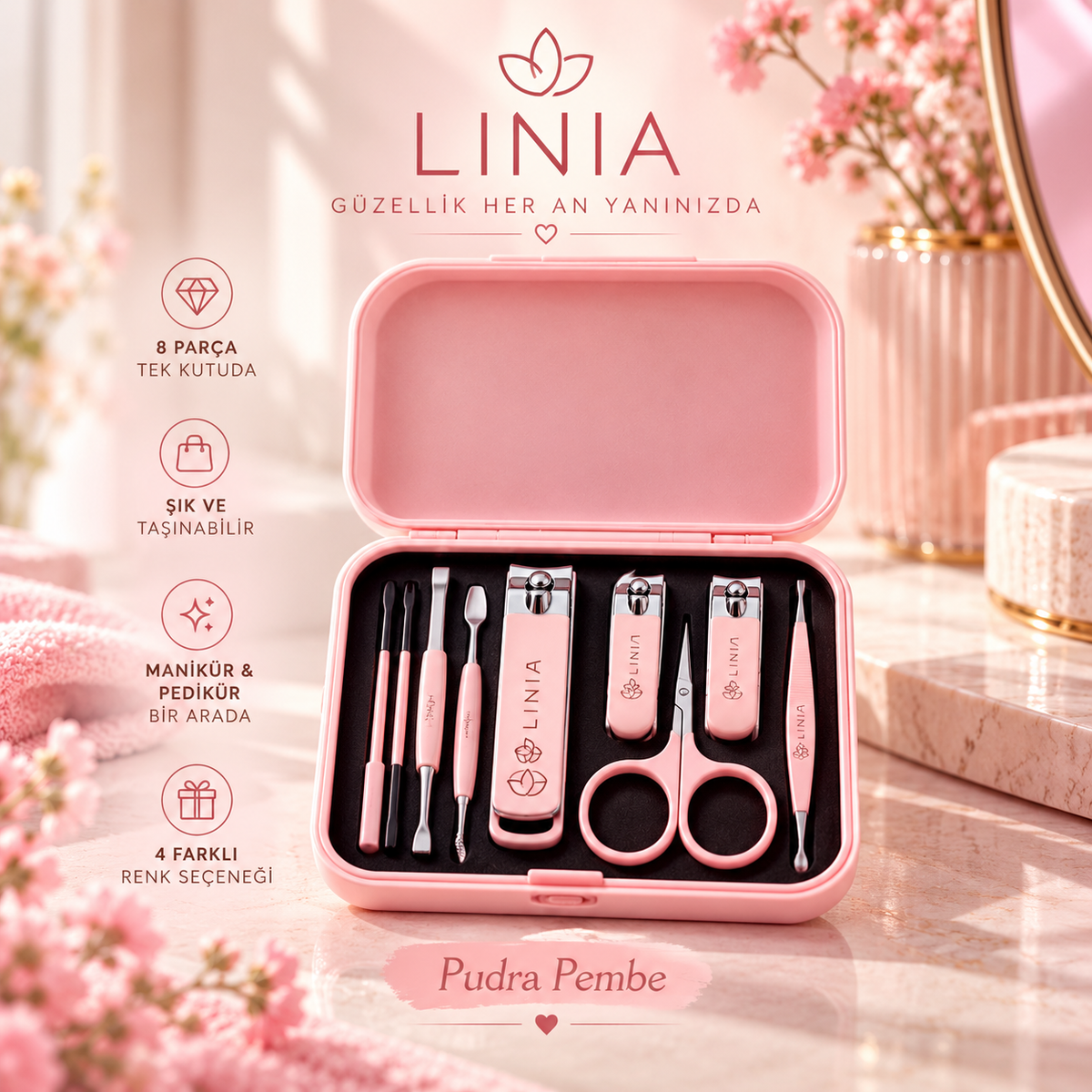 LINIA™ Premium 8 Parça Kişisel Bakım Seti
